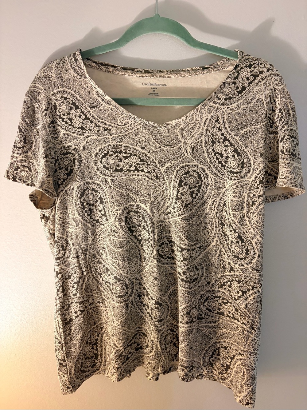 Dark Brown Paisley V-Neck